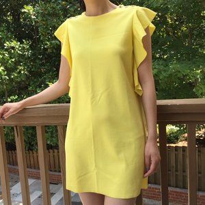 Bright yellow midi dress  from zara with ruffles
